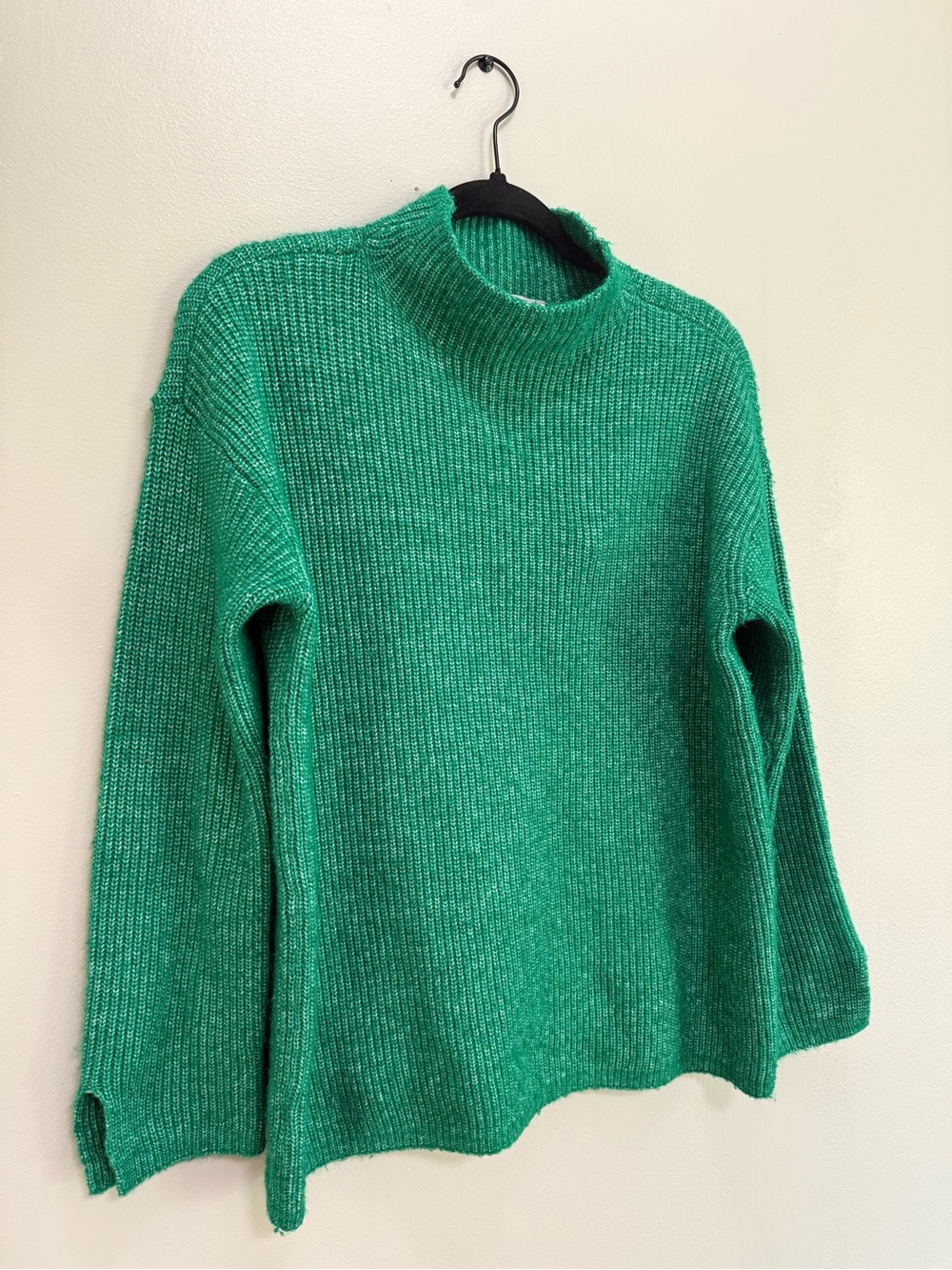 LOFT Emerald Green Ribbed Mock Neck Sweater
